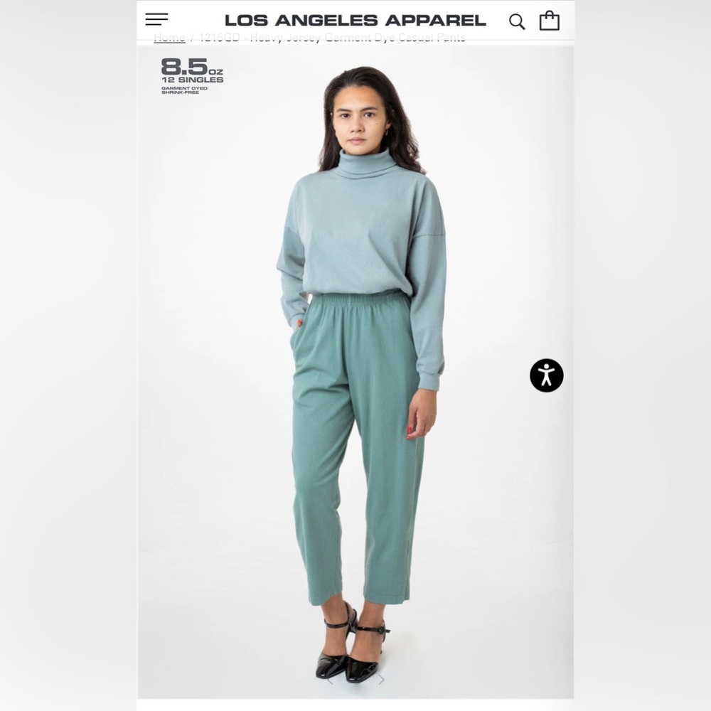 Los Angeles Apparel Heavy Jersey Garment Dye Casual Pants. Size S.